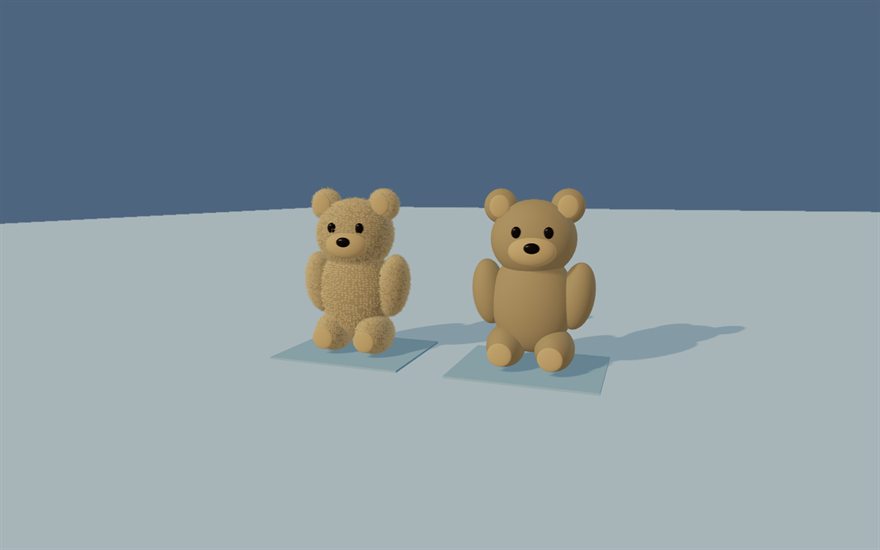 The fur sample scene with the effect switched on