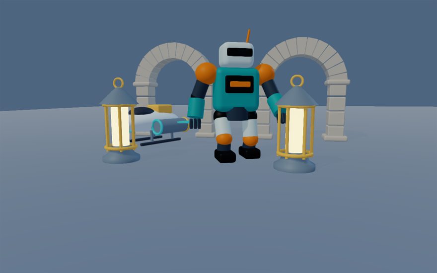 The screen-space reflections sample scene with the effect switched off